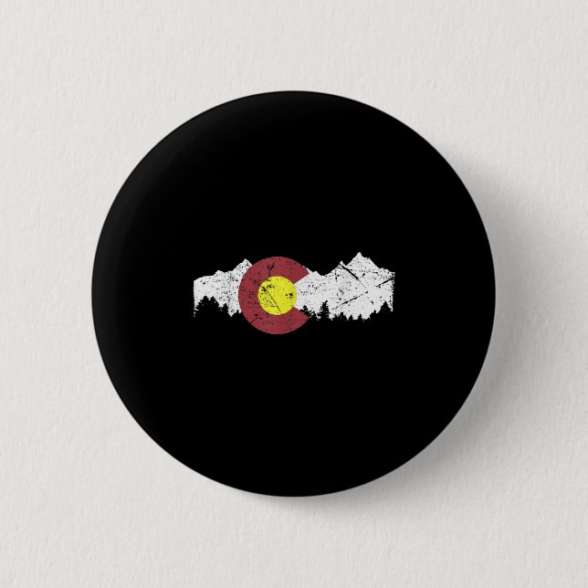 Retro Statlig flagga Colorado Rocky mountains Skii Knapp (Framsida)