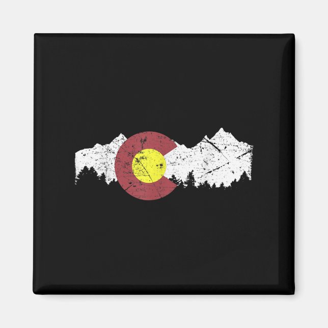 Retro Statlig flagga Colorado Rocky mountains Skii Magnet (Framsidan)