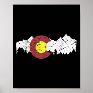 Retro Statlig flagga Colorado Rocky mountains Skii Poster