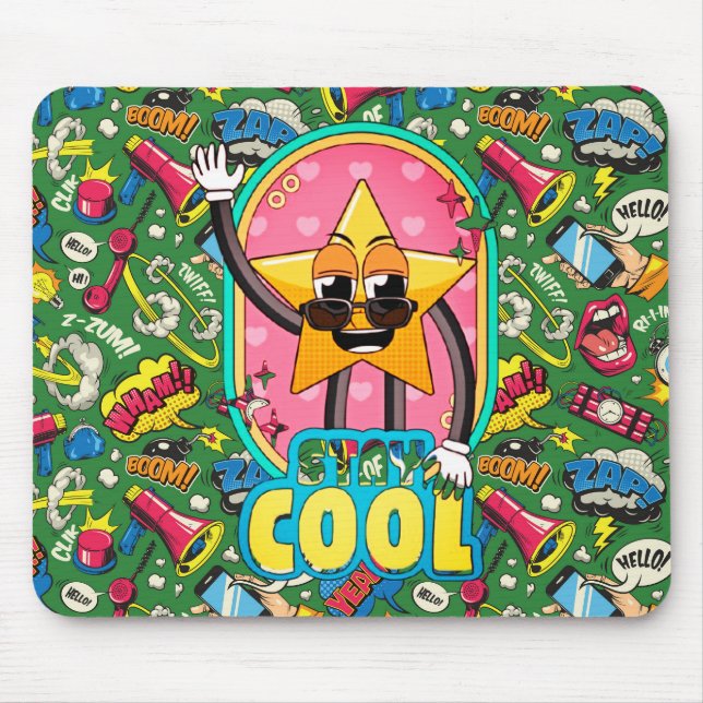 Retro Stay Cool Star Pop Art Mouse Pad Musmatta (Framsidan)