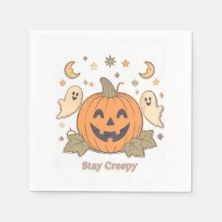 Retro Stay Kuslig Pumpa & Söta Spöken Halloween Pappersservett