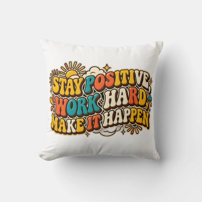 Retro Stay Positive Kudd Kudde (Framsida)