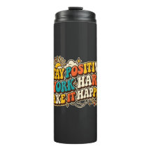Retro Stay Positive Termisk Tumbler