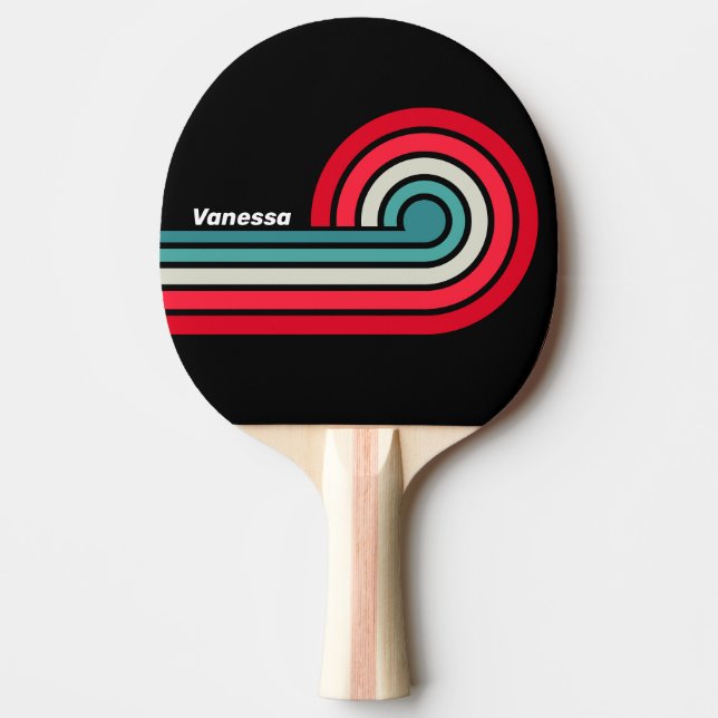 Retro Stealth Rainbow Curl-ränder med namn Pingisracket (Framsidan)