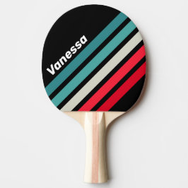 Retro Stealth Rainbow Diagonal Ränder med Namn Pingisracket