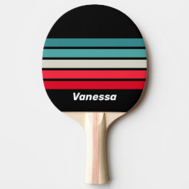 Retro Stealth Regnbåge Tvärgående Randig med Namn Pingisracket