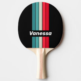Retro Stealth Regnbågsnål Randig med namn Pingisracket