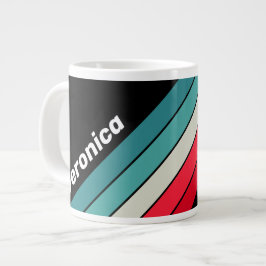 Retro Stealth Regnbågsrandig med namn Jumbo Mugg