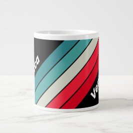 Retro Stealth Regnbågsrandig med namn Jumbo Mugg