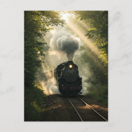 Retro Steam Tåg Forest Summer Sunlight vykort