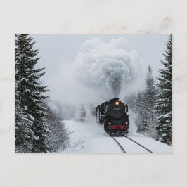 Retro Steam Tåg Winter Snö vykort