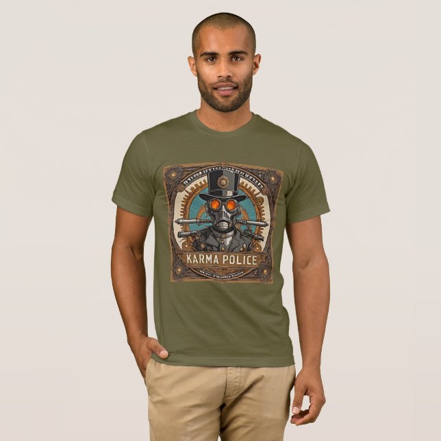 Retro Steampunk Design - Radiohead Karma Police T Shirt (Hel framsida)