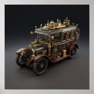 Retro Steampunk Police Cruiser Poster