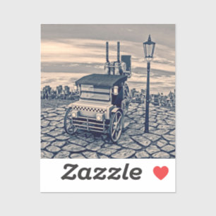 Retro Steampunk Taxi Cab Stadskonst Klistermärken