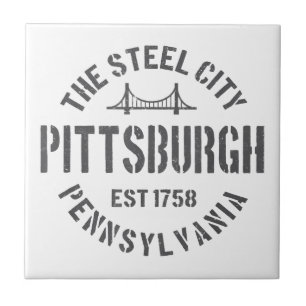 Retro Steel City Pittsburgh Pennsylvania Yinz vint Kakelplatta