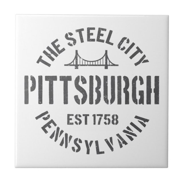 Retro Steel City Pittsburgh Pennsylvania Yinz vint Kakelplatta (Framsidan)