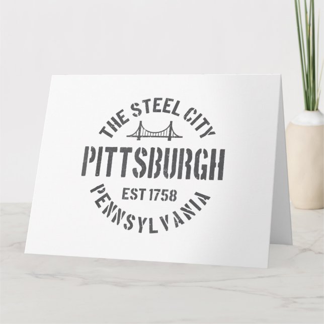 Retro Steel City Pittsburgh Pennsylvania Yinz vint Kort (Framsida)