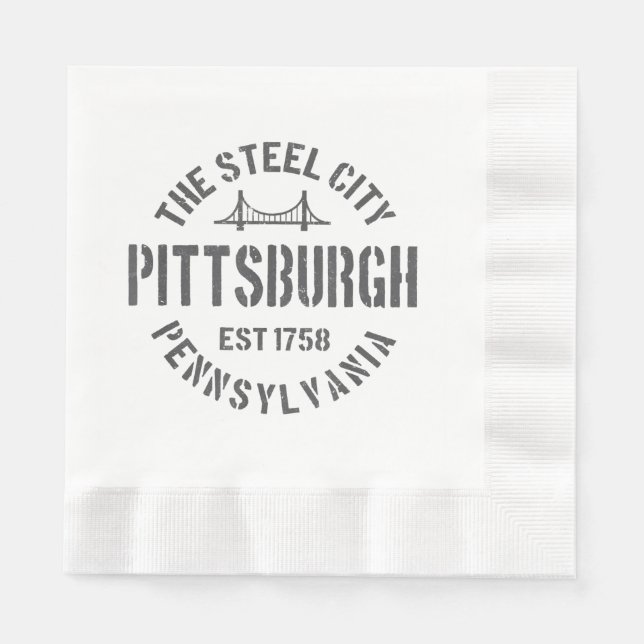 Retro Steel City Pittsburgh Pennsylvania Yinz vint Pappersservett (Framsidan)