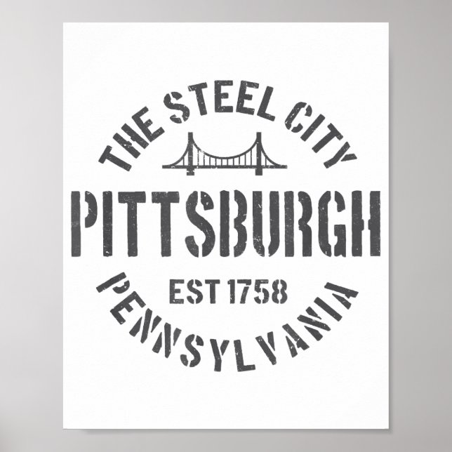 Retro Steel City Pittsburgh Pennsylvania Yinz vint Poster (Framsidan)