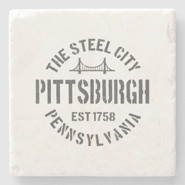 Retro Steel City Pittsburgh Pennsylvania Yinz vint Stenunderlägg (Framsidan)