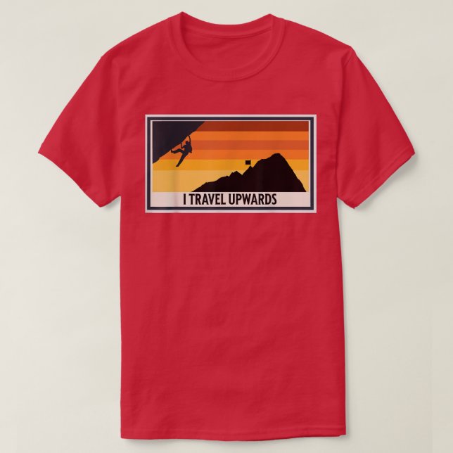 Retro Sten klättringI Travel uppåt Bergsklimatet T Shirt (Design framsida)