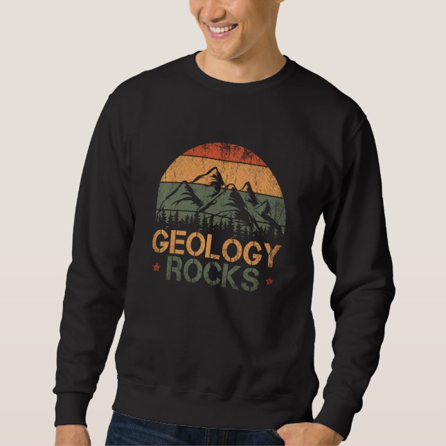 Retro Sten Science Paleontology Geology Lång Ärmad Tröja (Framsida)