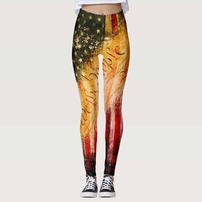 Retro Sten, VI FOLK, Amerikanska Flagga Leggings (Framsida)