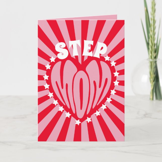 Retro StepMamma Stars Hearts-bokstäver i Mors dag Kort (Framsida)
