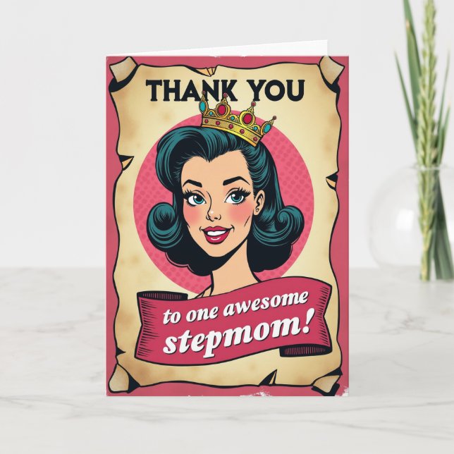 Retro Stepmamma Tackkort Kort (Framsida)