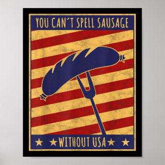 Retro Ster Du Kan Inte Stava Korv Utan Usa Poster