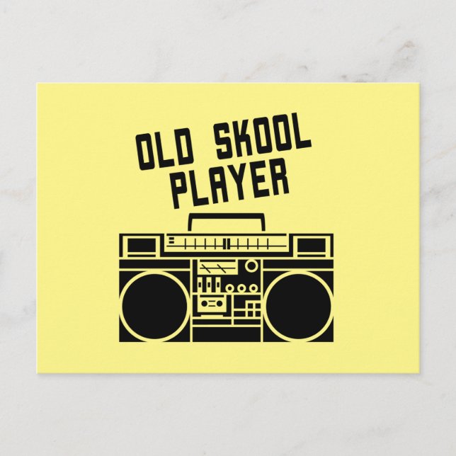 Retro Stereo Boombox Gammal Skool Spelare Vykort (Framsida)