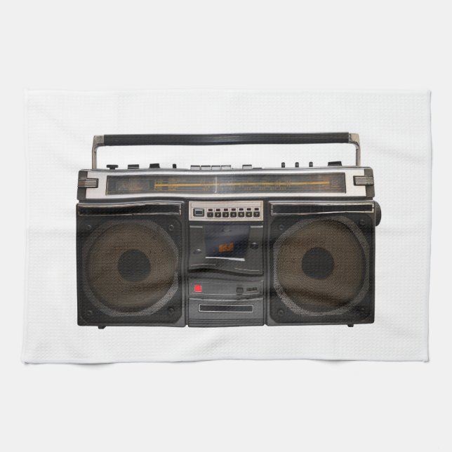 retro stereo för hipster för kassettspelaremusik kökshandduk (Horisontell)
