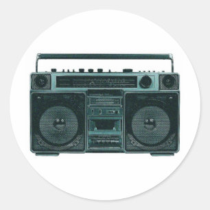 retro stereo runt klistermärke