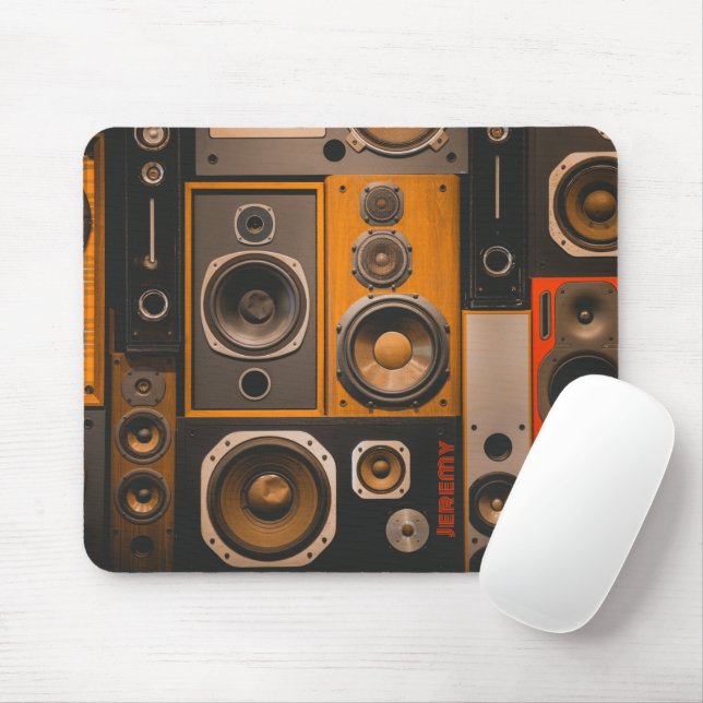 Retro Stereo Speakers Mousepad Musmatta (Med mus)