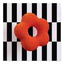 Retro sticka blomma 3D-orange, svartvit