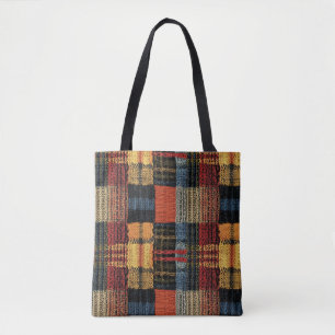 Retro Sticka Patchwork - Mysigt Autumn Boho Vintag Tygkasse