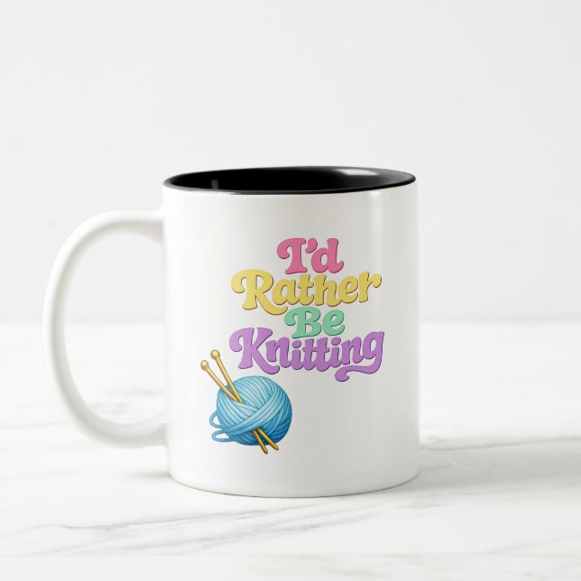 Retro stickad stil tvåtons kaffemugg (Vänster)