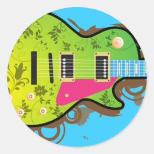 Retro Sticker - Guitar Runt Klistermärke