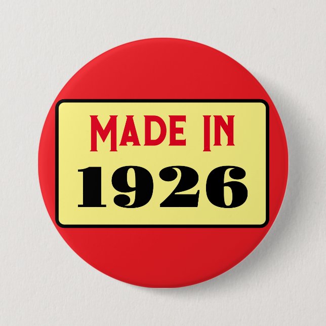 Retro stil 100-årsdag badge 1926 knapp (Framsida)