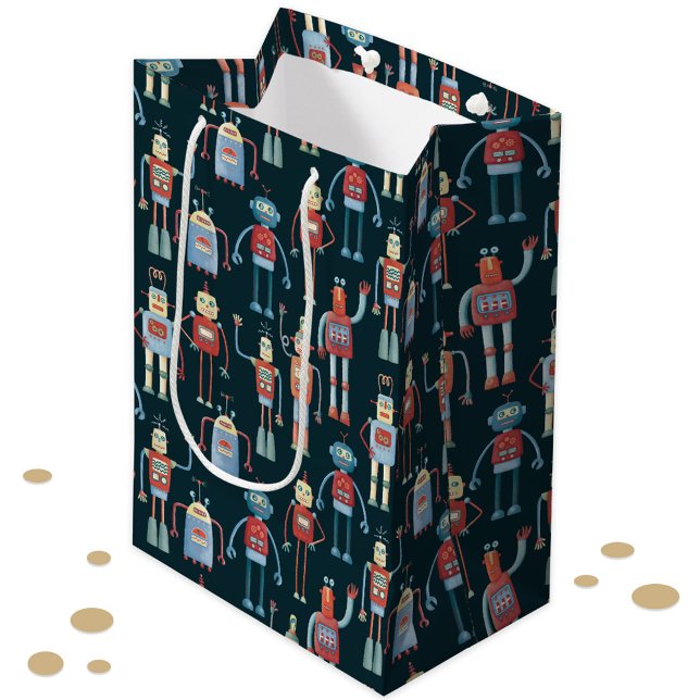 Retro Stil 1950-talets Vintage Robots (Fun retro robot pattern gift bag)