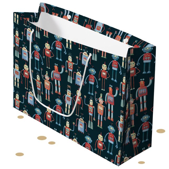 Retro Stil 1950-talets Vintage Robots (Fun retro robot pattern gift bag)