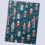 Retro Stil 1950-talets Vintage Robots Anteckningsbok<br><div class="desc">Cute och hjälpsamma robotar för tittar i stil på 1950-talet. Farfar gjorde nog de här i sin byggnad. Konstgjord intelligens,  men inte på ett skrämmande sätt.</div>