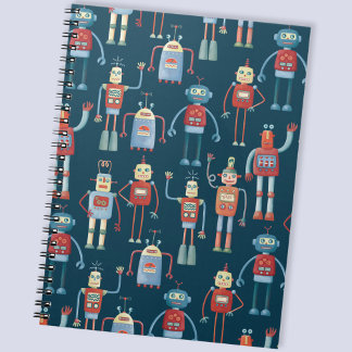 Retro Stil 1950-talets Vintage Robots Anteckningsbok