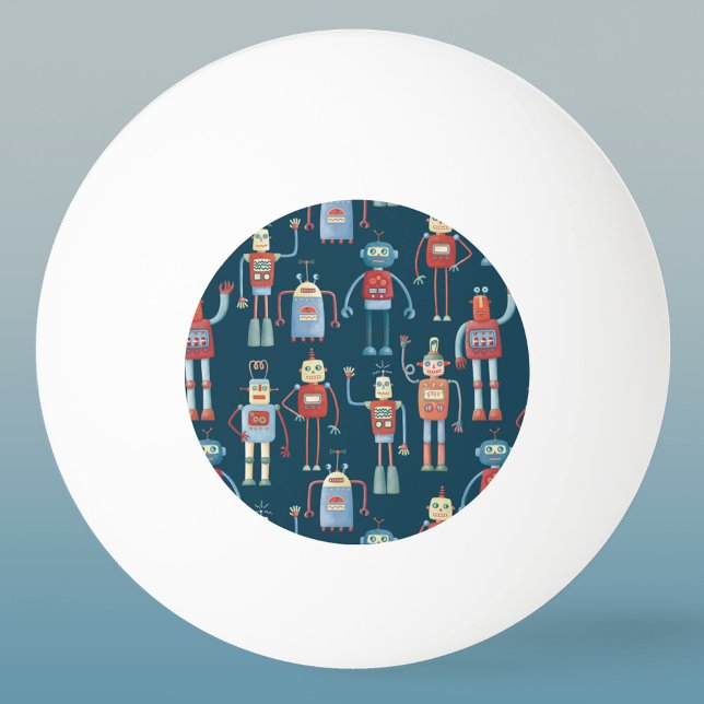 Retro Stil 1950s Robots Pingisboll (Retro robots fun ping pong ball)