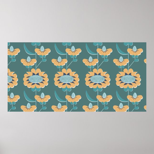 retro stil abstrakt blomster sömlöst mönster. flöd poster (Framsidan)