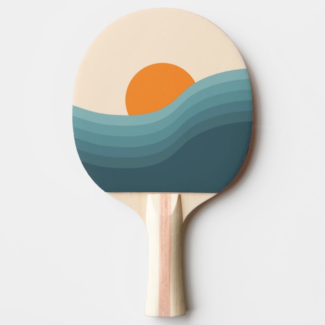 Retro stil abstrakt solnedgångslandskap pingisracket (Framsidan)