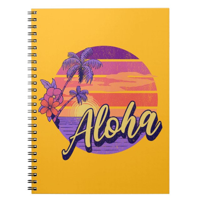Retro stil "Aloha"-textdesign Anteckningsbok (Framsidan)
