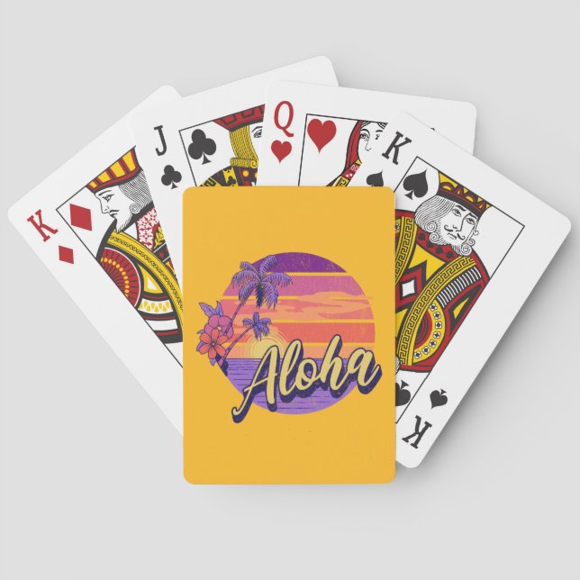 Retro stil "Aloha"-textdesign Casinokort (Baksidan)