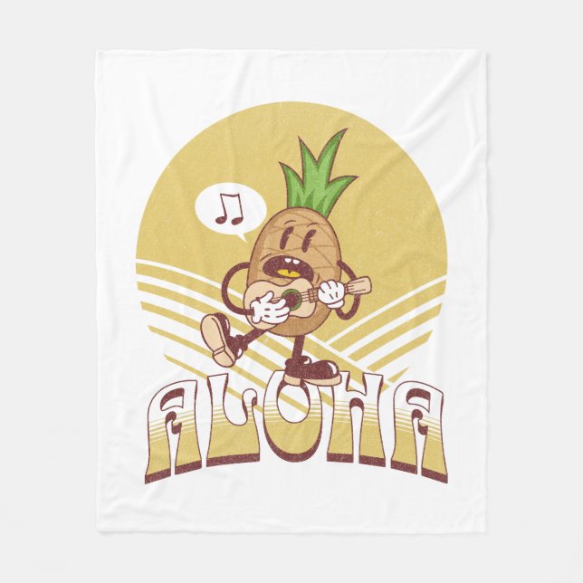 Retro stil "Aloha"-textdesign Fleecefilt (Framsidan)