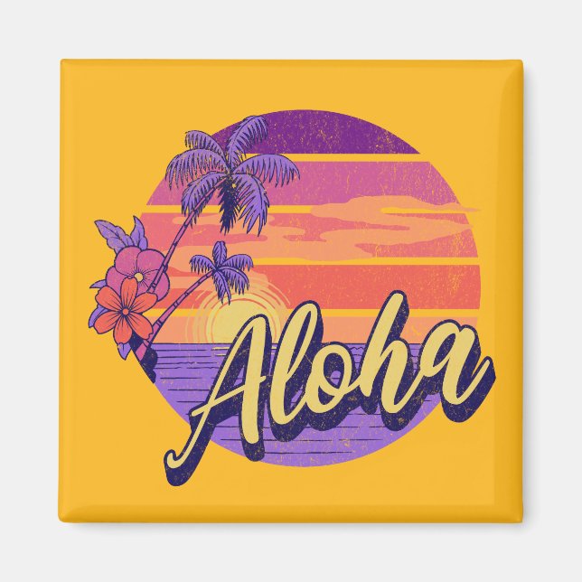 Retro stil "Aloha"-textdesign Magnet (Framsidan)